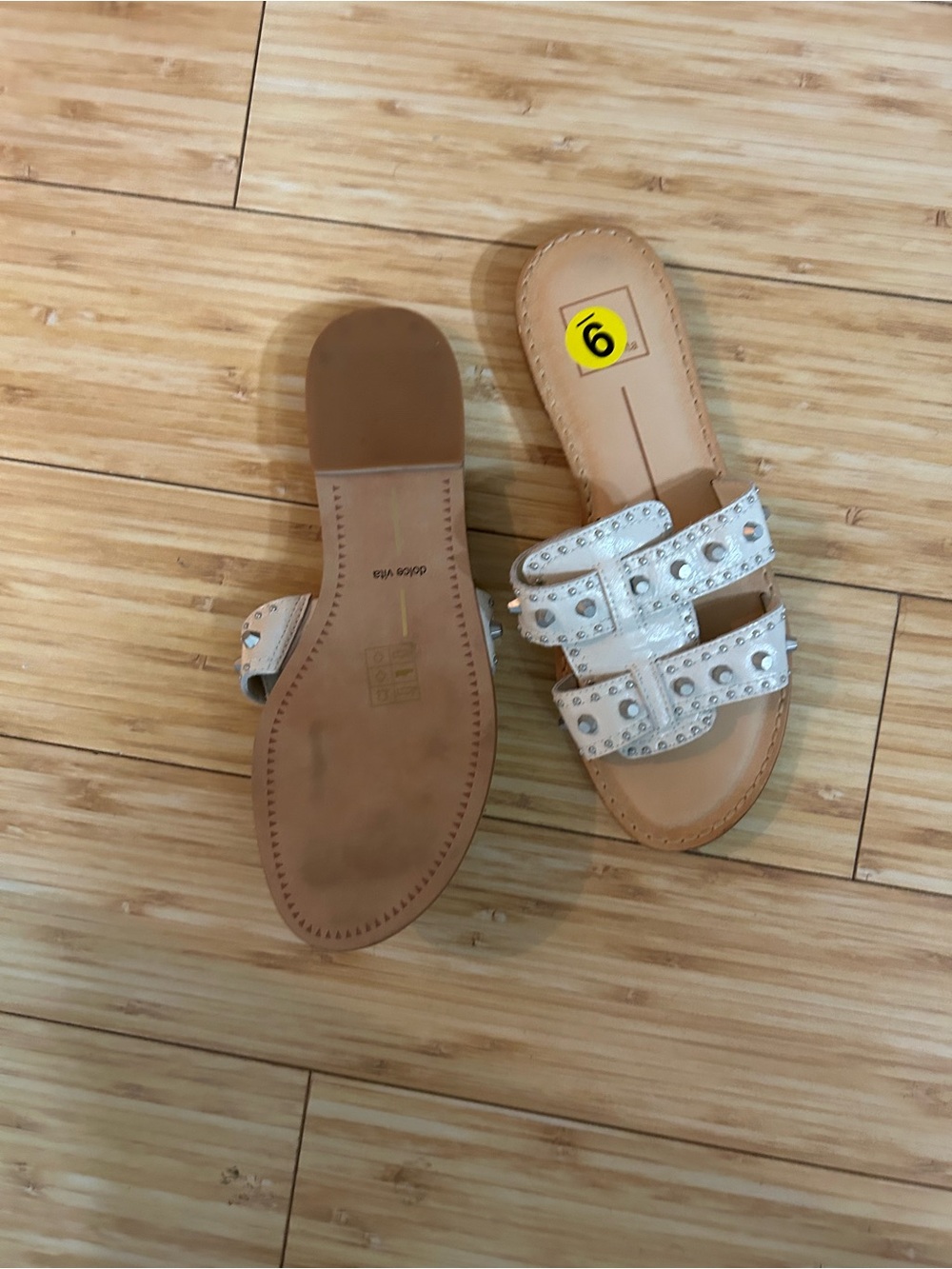 Dolce Vita White Leather Slide Sandals - Women's - Picture 6 of 6